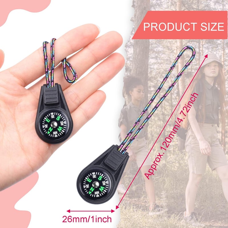 LongSLong Mini Compass for Kids Compass Keychain，Button Compass Bulk kit，Paracord Hiking Survival Small Compasses，Kids Scout Compass. - Image 4